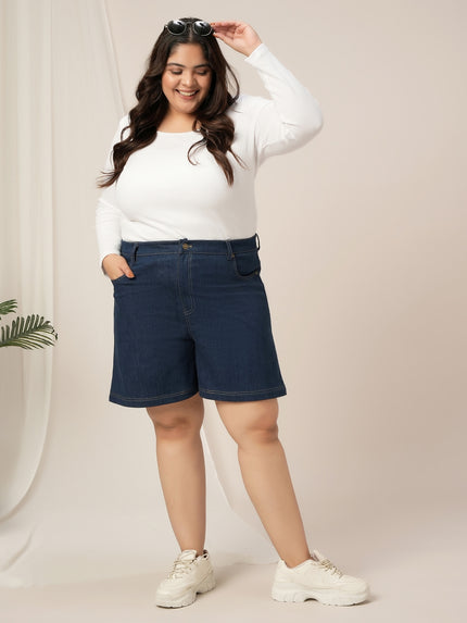 Women's Plus Size Navy Blue Denim Shorts