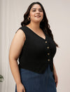 Women Plus Size Denim Vest- Black