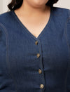 Women Plus Size Denim Vest- Navy Blue