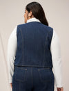 Women Plus Size Denim Vest- Navy Blue