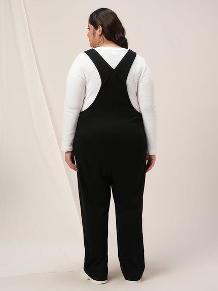 Women Plus Size Dungaree- Black