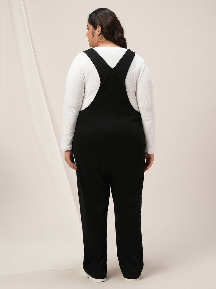 Women Plus Size Dungaree- Black