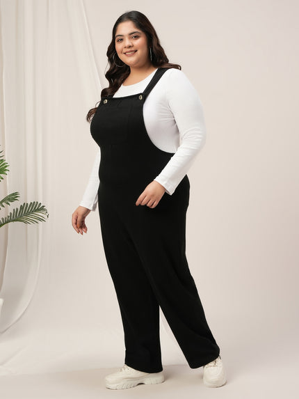 Women Plus Size Dungaree- Black