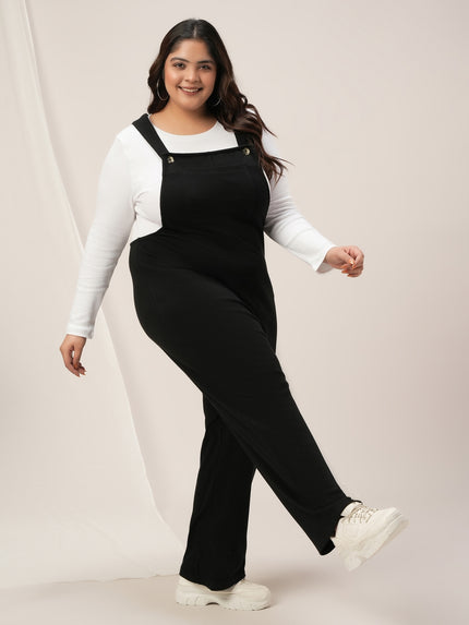 Women Plus Size Dungaree- Black
