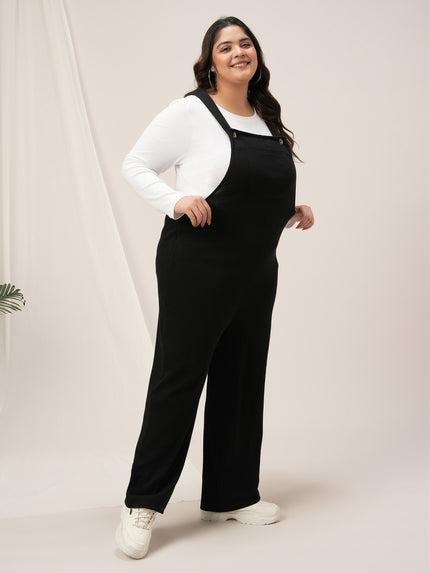 Women Plus Size Dungaree- Black