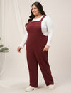 Women Plus Size Dungaree- Maroon