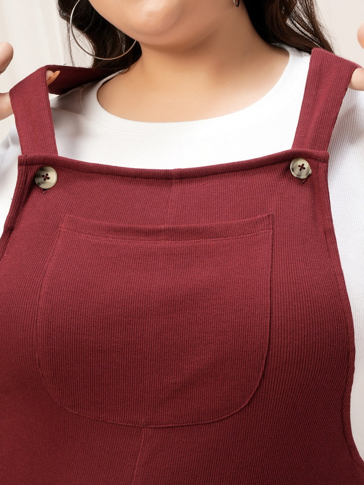 Women Plus Size Dungaree- Maroon