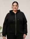 Women Plus Size Fleece Hoodie- Black