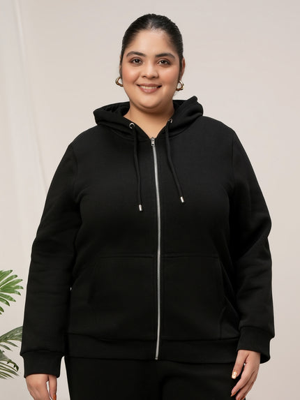 Women Plus Size Winter Matching Set- Black