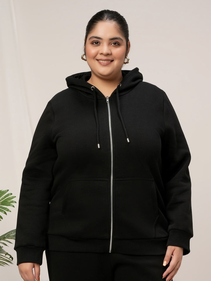 Women Plus Size Winter Matching Set- Black