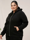 Women Plus Size Fleece Hoodie- Black