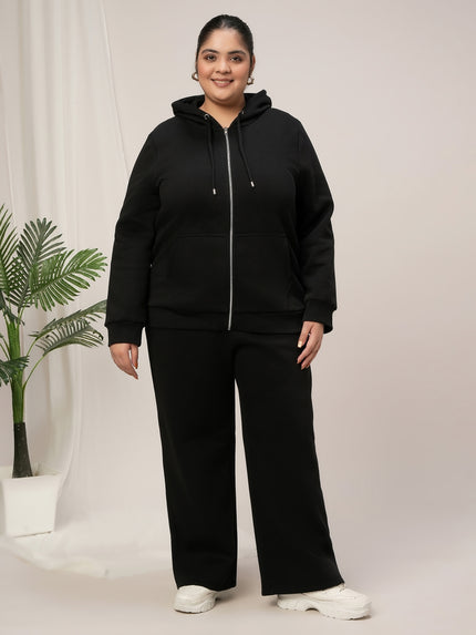 Women Plus Size Winter Matching Set- Black
