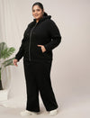 Women Plus Size Winter Matching Set- Black