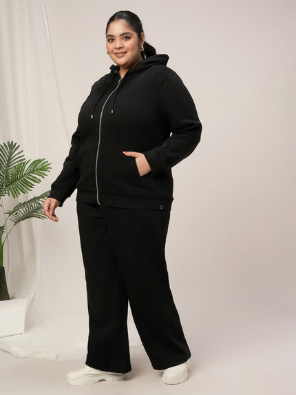 Women Plus Size Winter Matching Set- Black