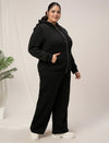 Women Plus Size Winter Matching Set- Black