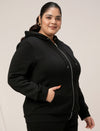 Women Plus Size Fleece Hoodie- Black