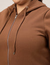 Women Plus Size Fleece Hoodie- Brown