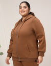Women Plus Size Fleece Hoodie- Brown