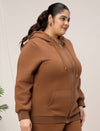 Women Plus Size Fleece Hoodie- Brown