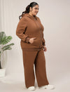 Women Plus Size Winter Matching Set- Brown