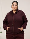 Women Plus Size Fleece Hoodie- Maroon