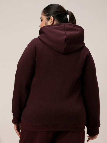 Women Plus Size Fleece Hoodie- Maroon