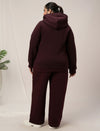 Women Plus Size Winter Matching Set- Maroon