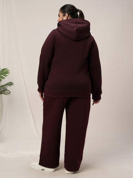 Women Plus Size Winter Matching Set- Maroon