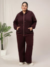 Women Plus Size Winter Matching Set- Maroon