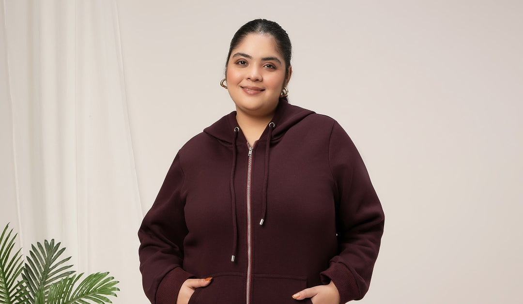 Women Plus Size Maroon Winter Matching Set