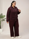 Women Plus Size Winter Matching Set- Maroon