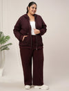 Women Plus Size Winter Matching Set- Maroon