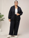 Women Plus Size Fleece Hoodie- Navy Blue