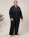 Women Plus Size Winter Matching Set- Navy Blue