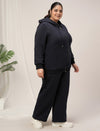 Women Plus Size Winter Matching Set- Navy Blue