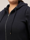 Women Plus Size Fleece Hoodie- Navy Blue