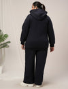 Women Plus Size Winter Matching Set- Navy Blue