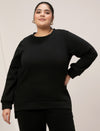 Women Plus Size Fleece Sweatshirt- Black