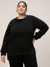 Women Plus Size Fleece Sweatshirt- Black