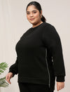 Women Plus Size Fleece Sweatshirt- Black