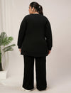 Women Plus Size Fleece Winter Co-Ord Set- Black