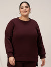 Women Plus Size Fleece Winter Co-Ord Set- Maroon