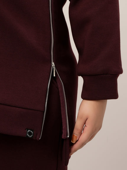 Women Plus Size Fleece Sweatshirt- Maroon