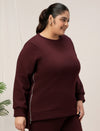 Women Plus Size Fleece Sweatshirt- Maroon