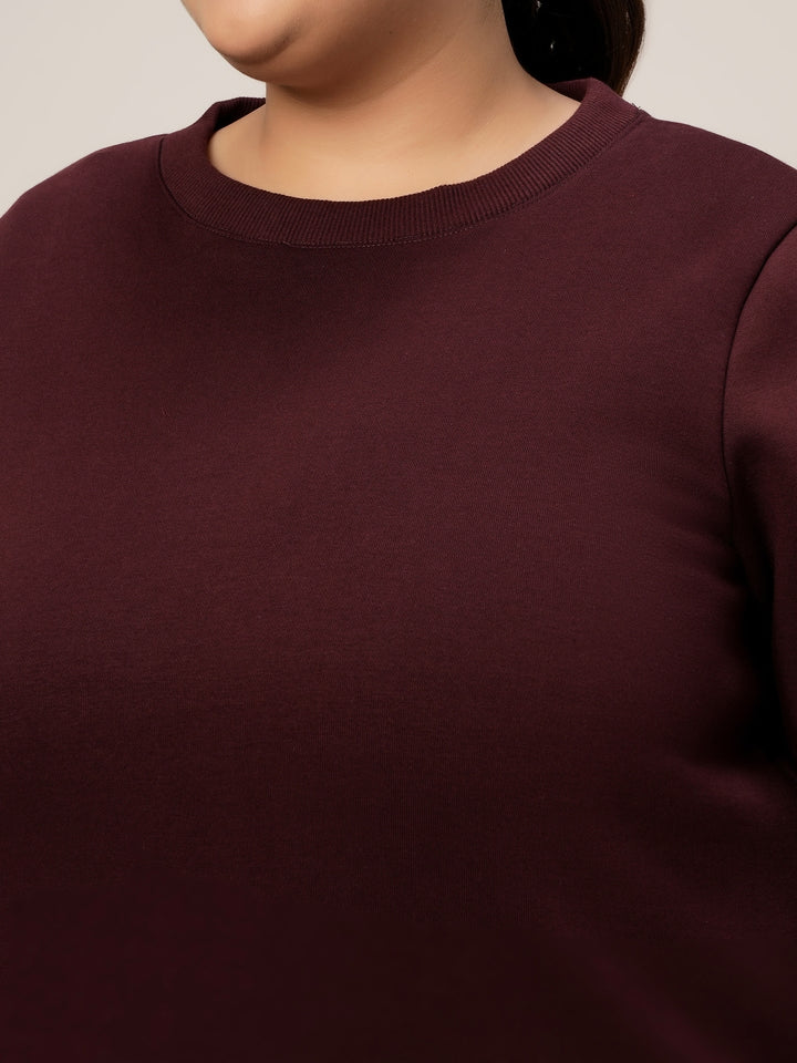 Women Plus Size Fleece Sweatshirt- Maroon