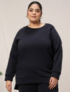 Women Plus Size Fleece Sweatshirt- Navy Blue
