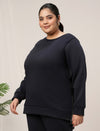 Women Plus Size Fleece Sweatshirt- Navy Blue