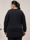 Women Plus Size Fleece Sweatshirt- Navy Blue