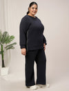 Women Plus Size Fleece Winter Co-Ord Set- Navy Blue