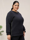 Women Plus Size Fleece Sweatshirt- Navy Blue